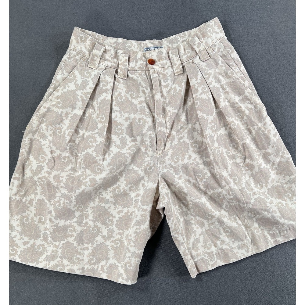 Skoozi Vintage 90s Womens Paisley Print Mom Shorts High Waist Made In USA Size 9